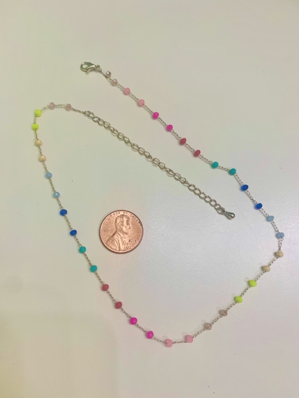 Altered State Dainty Rainbow Beaded Necklace Adjustable Gold Tone - Picture 2 of 5